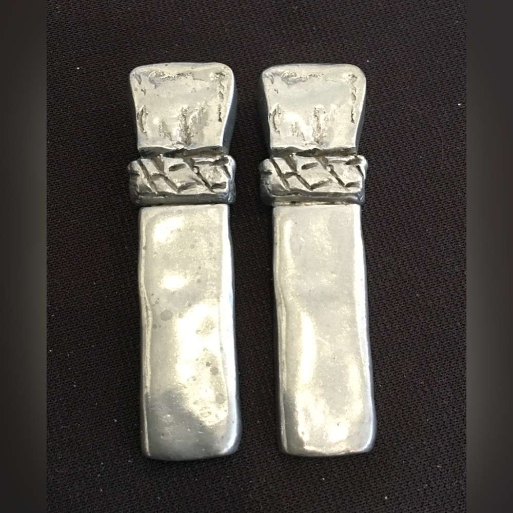 Long rectangle and Square clip-on Earring by Joanne Cooper